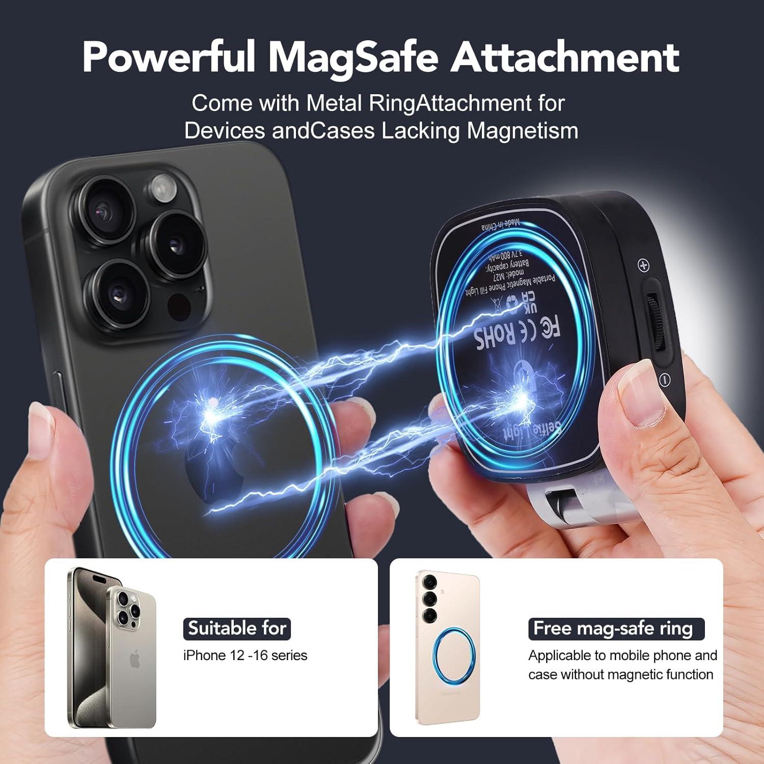 Luz de Selfie Magnética Nagnahz M27 con Espejo LED Plegable