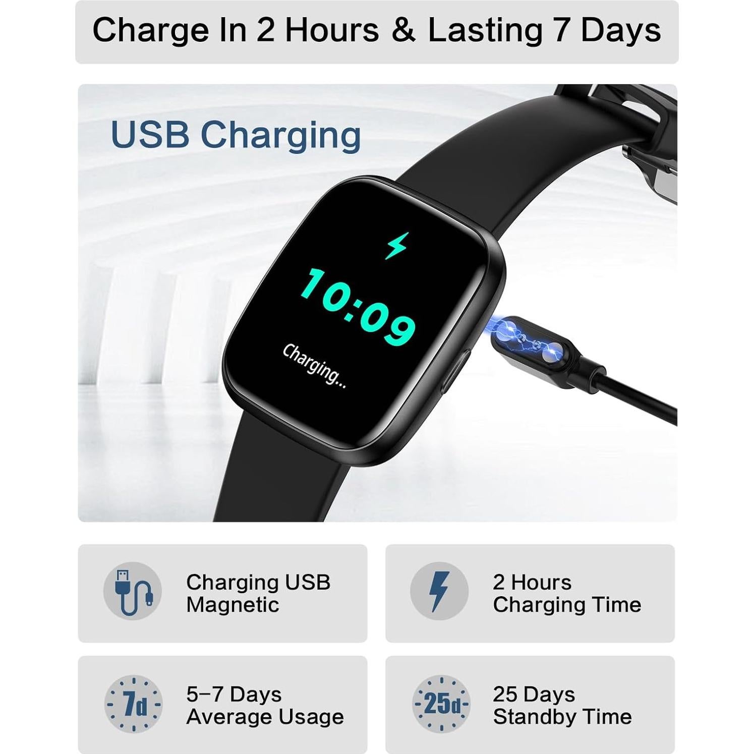 Reloj Inteligente EGQINR Negro 1.75" Bluetooth Monitor Salud