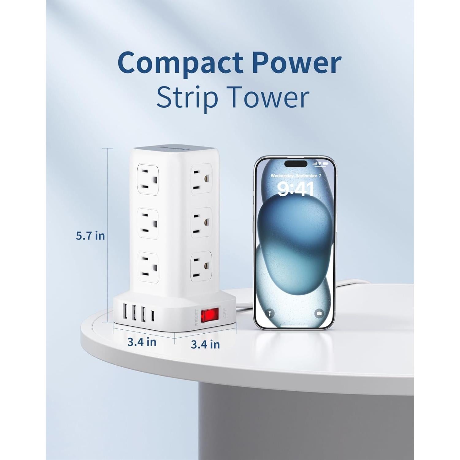 Torre de Regletas SMALLRT 16 EN 1 con 12 Salidas AC y 4 USB