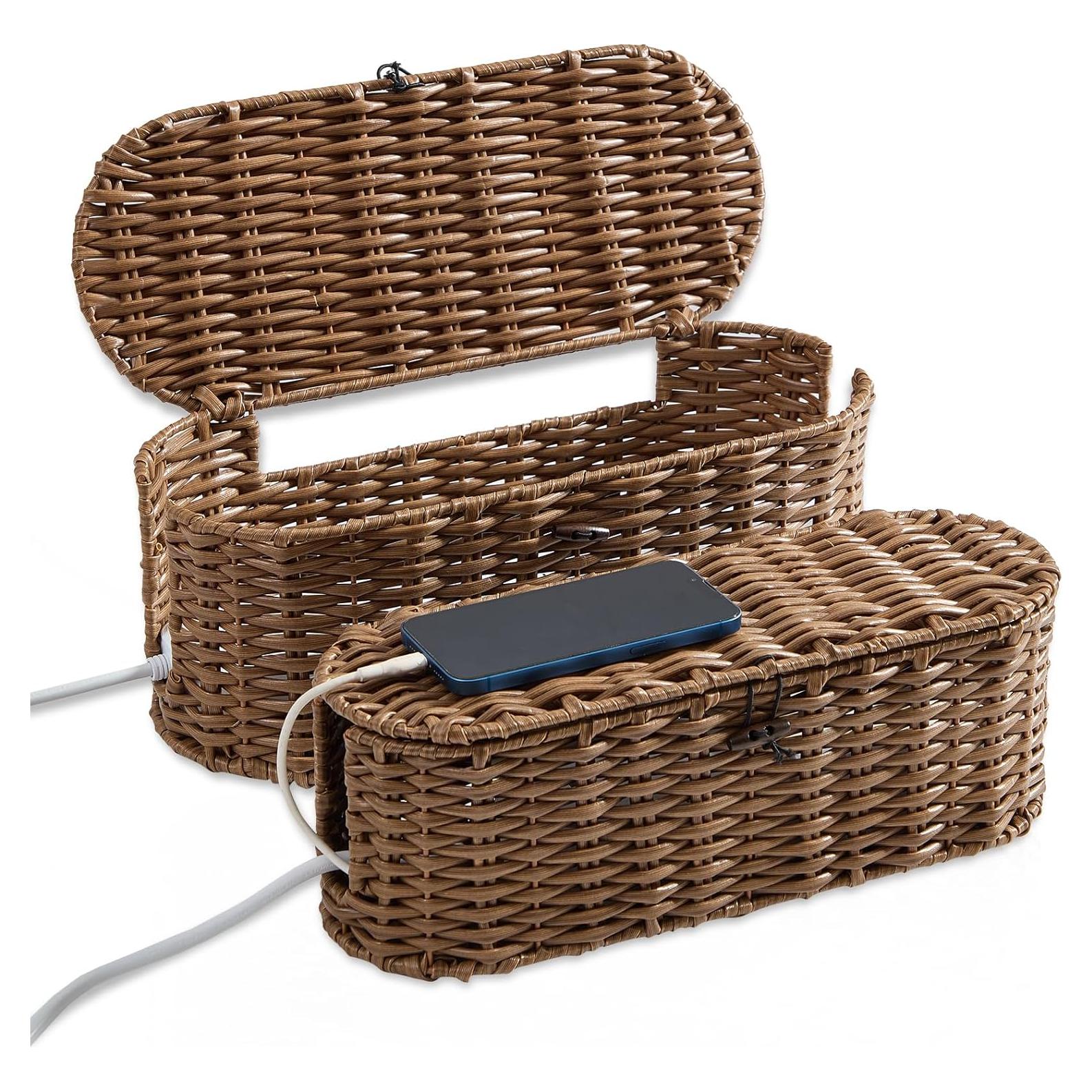 Caja Organizadora de Cables FairyHaus 2Pack Marrón Tejida