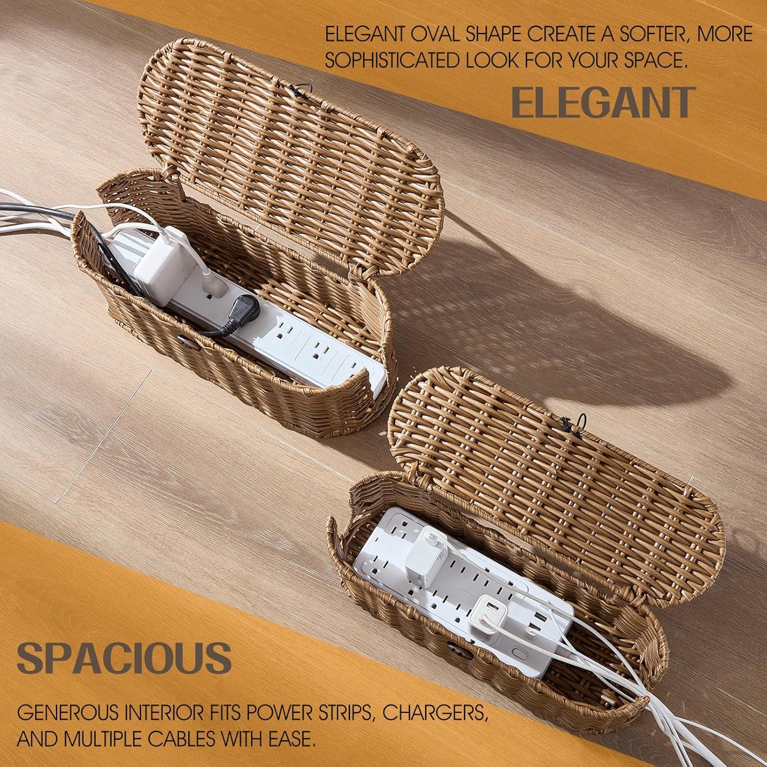 Caja Organizadora de Cables FairyHaus 2Pack Marrón Tejida