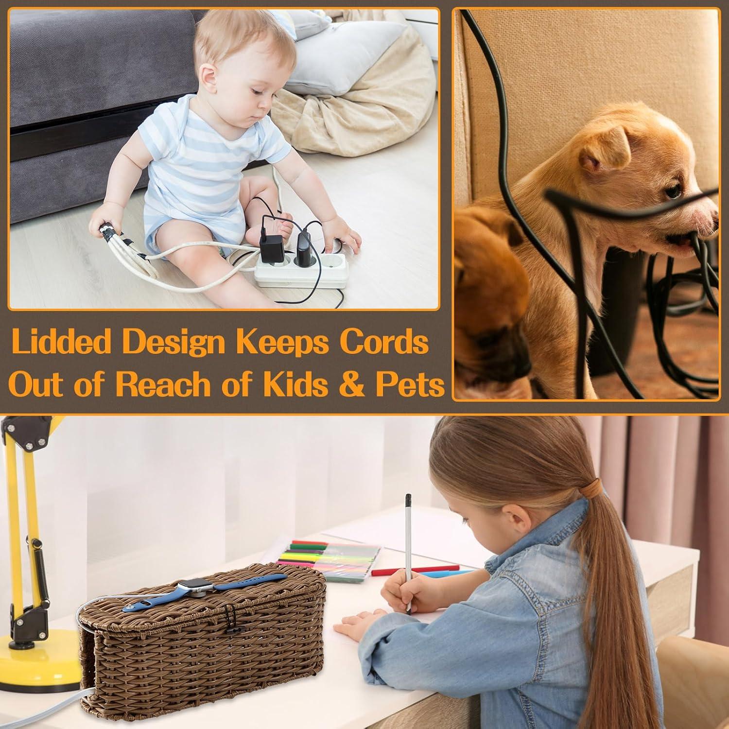 Caja Organizadora de Cables FairyHaus 2Pack Marrón Tejida