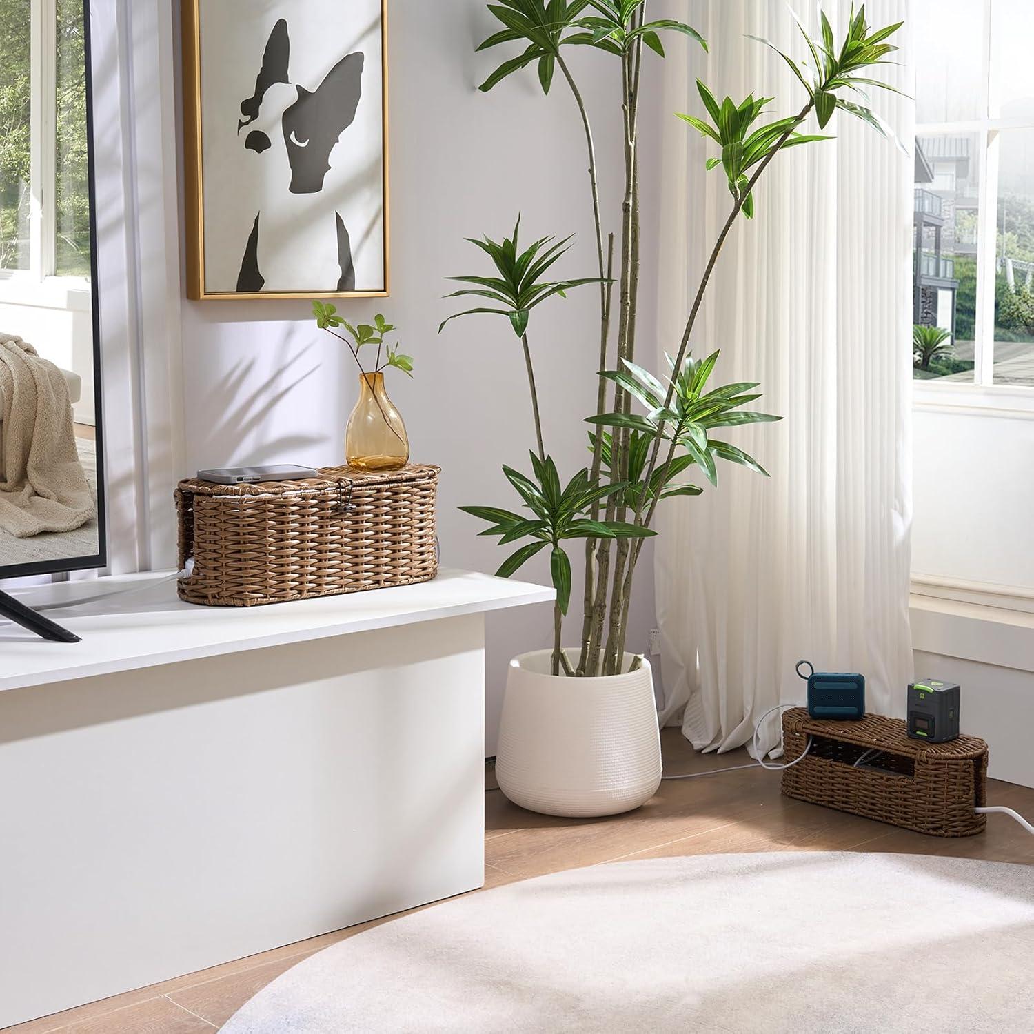 Caja Organizadora de Cables FairyHaus 2Pack Marrón Tejida