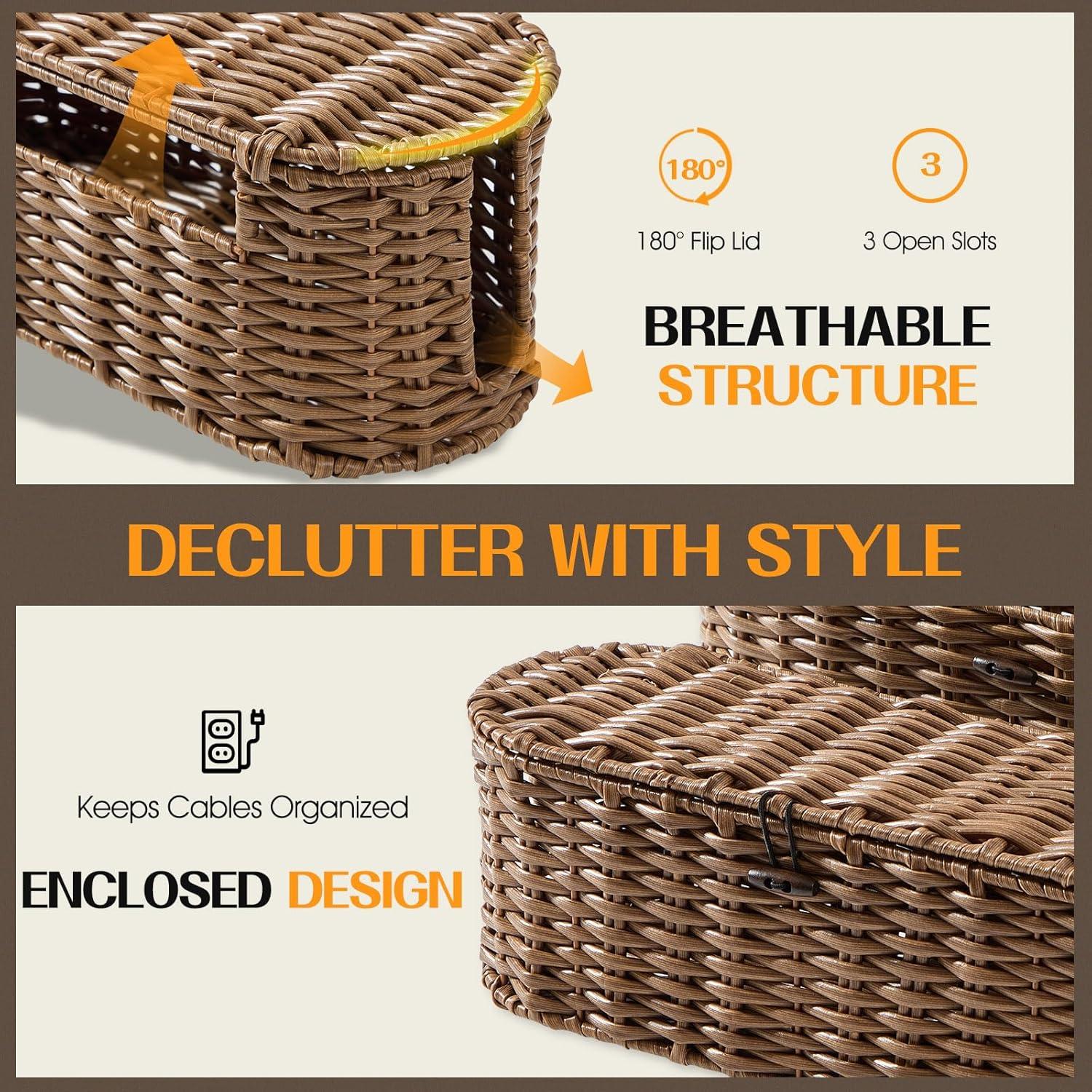Caja Organizadora de Cables FairyHaus 2Pack Marrón Tejida