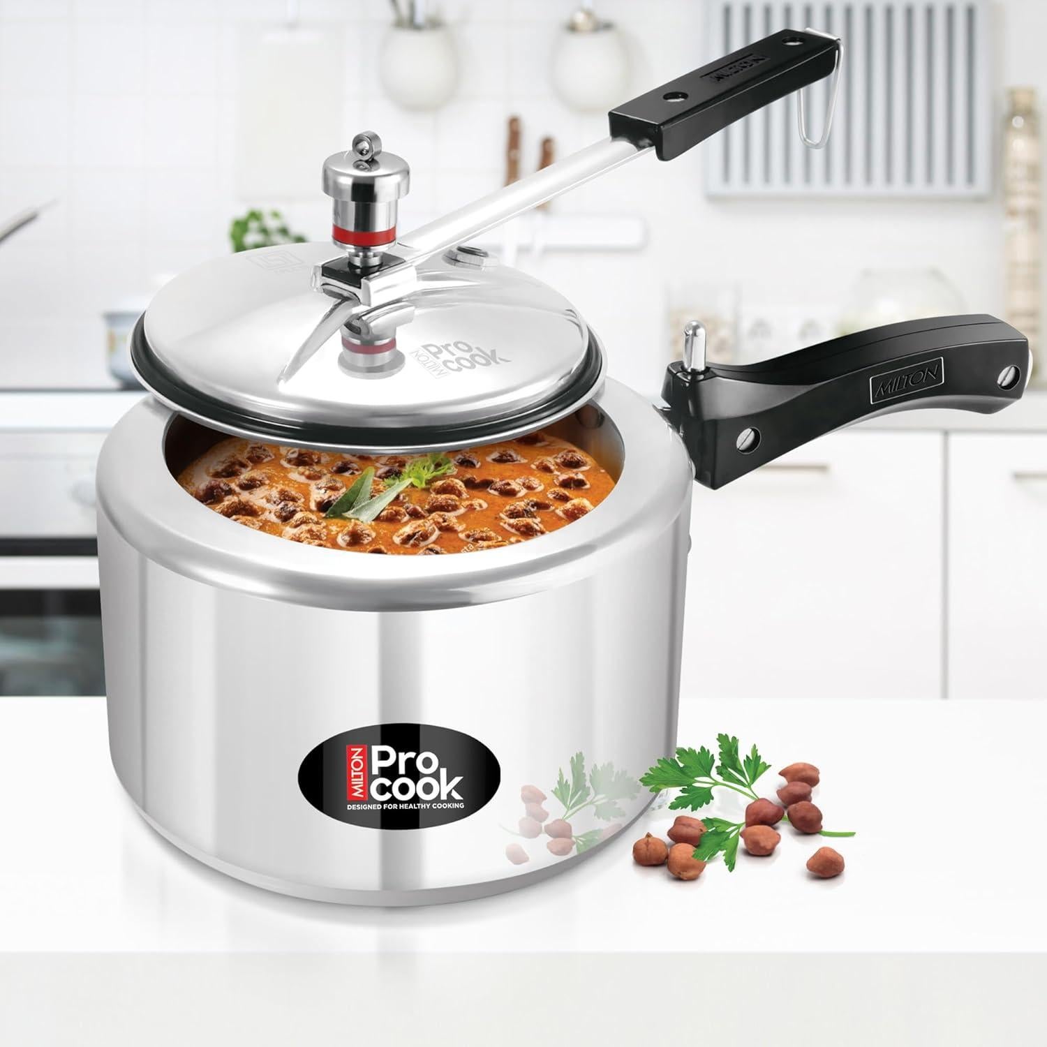 Olla a presión Milton 3L acero inoxidable con válvula de seguridad