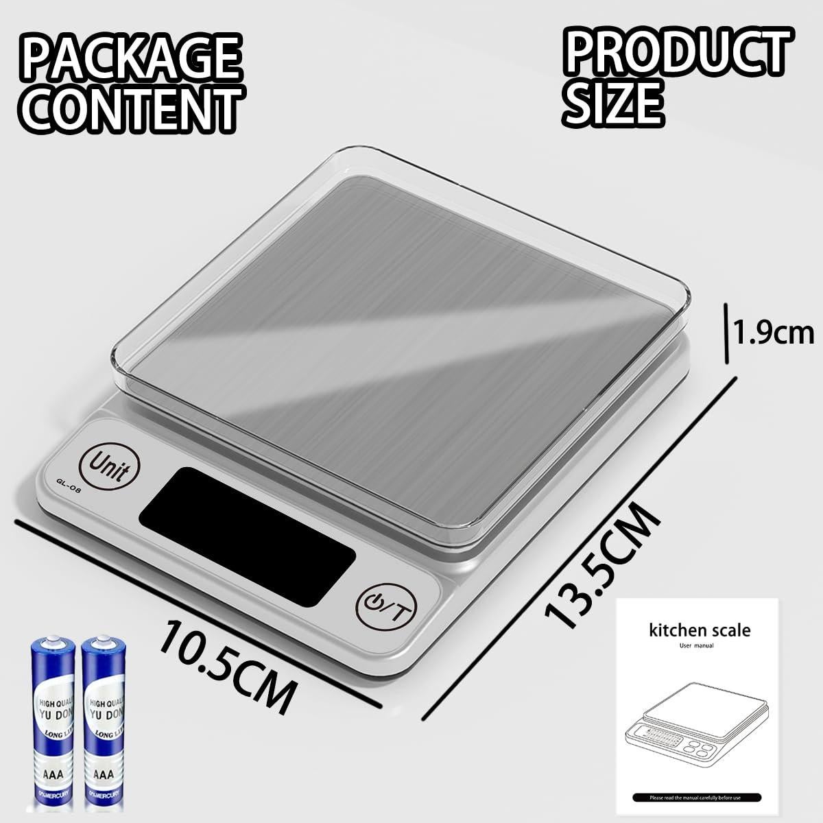 Báscula de Cocina Digital GanLin 3000g/0.1g Pantalla LCD