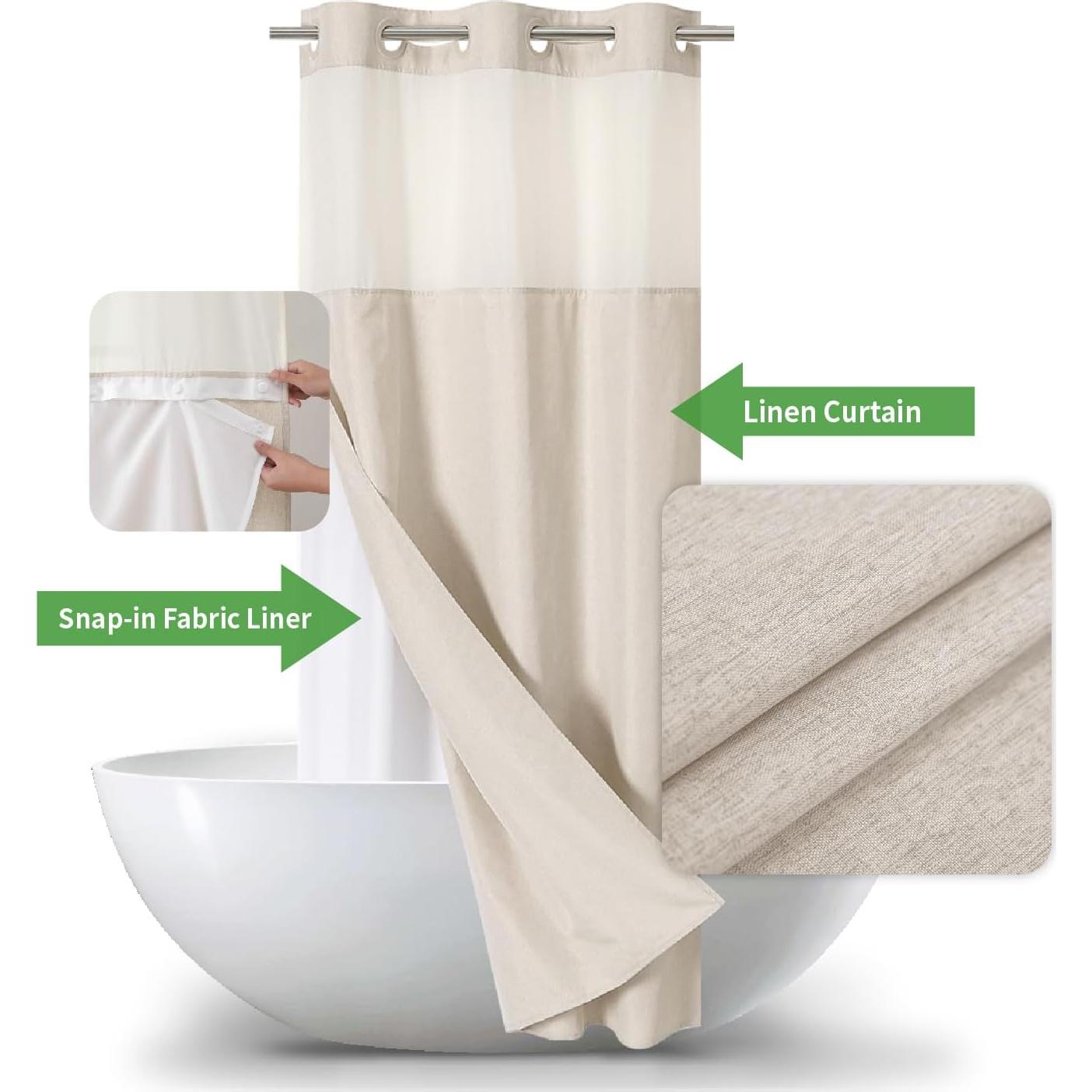 Cortina de Ducha Texturizada Cadaope 91.44x187.96cm Crema