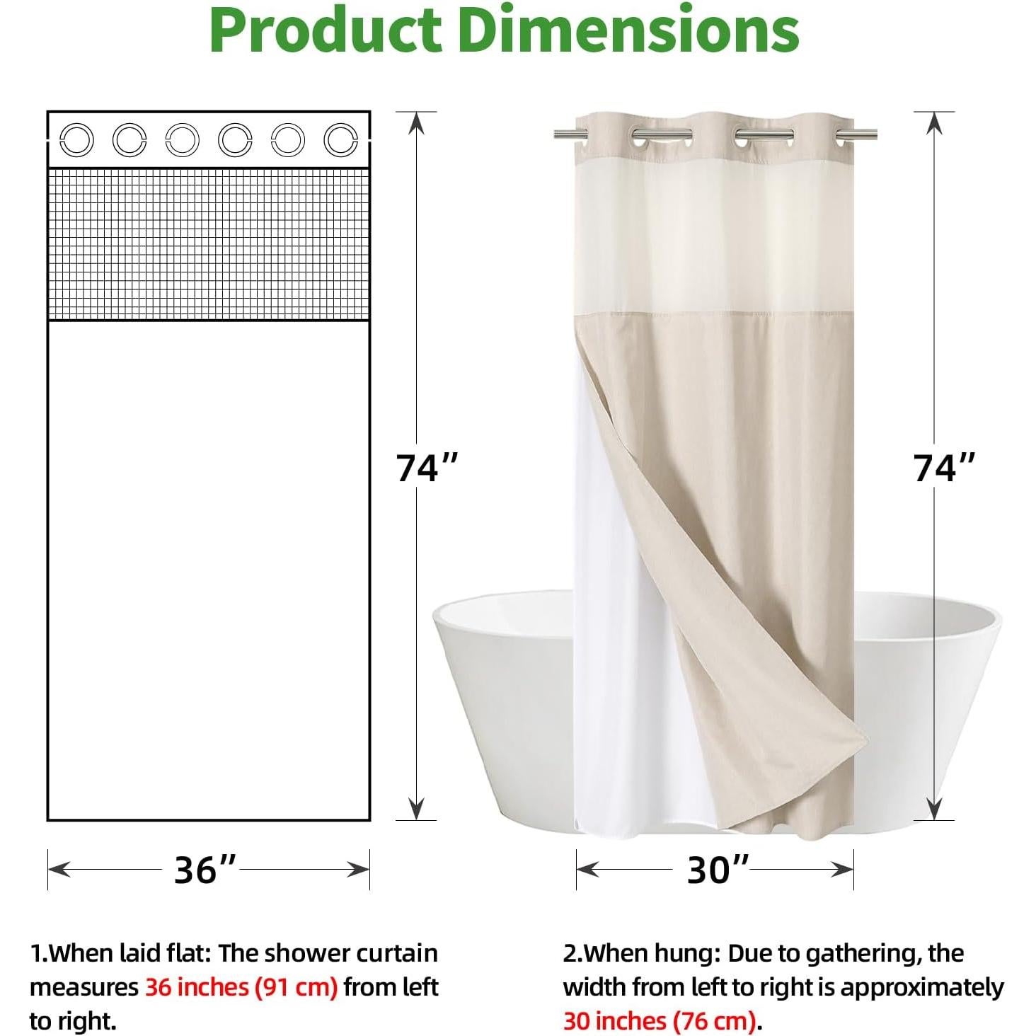 Cortina de Ducha Texturizada Cadaope 91.44x187.96cm Crema