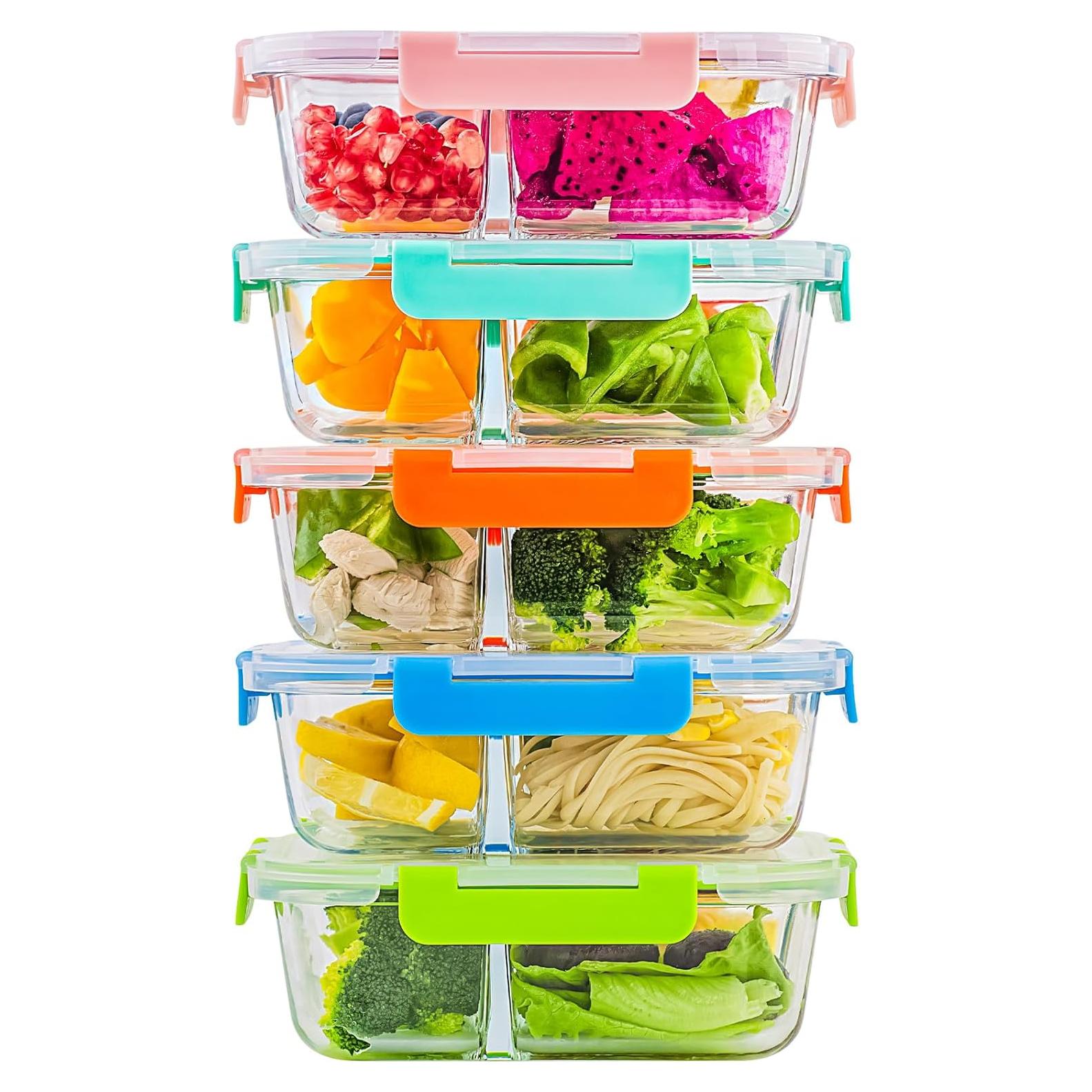 Contenedores de Vidrio C CREST 5 Piezas 3 Compartimentos 1.01L