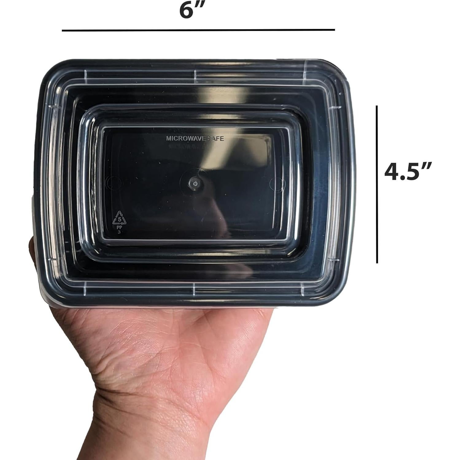 Contenedores de Comida TIYA 12 oz - Paquete de 150 Rectangulares