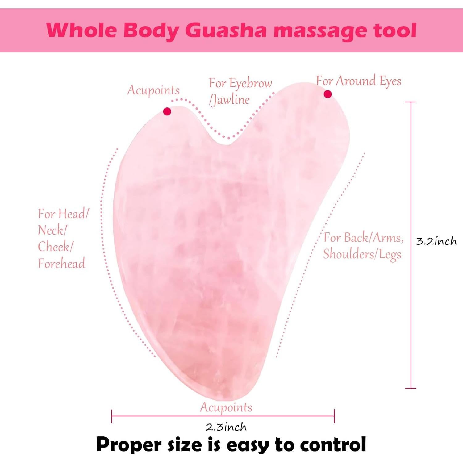 Herramienta Gua Sha Facial de Cuarzo Rosa Chenghao 7.9cm