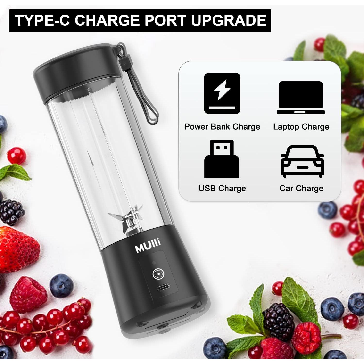 Licuadora Portátil Mulli 15oz Recargable USB para Batidos