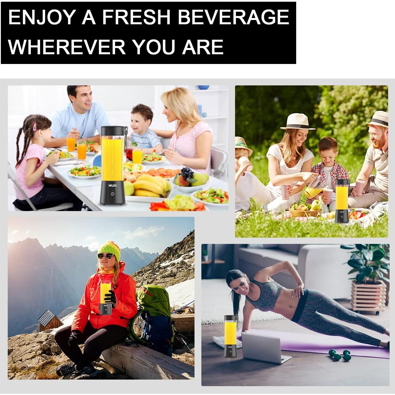 Licuadora Portátil Mulli 15oz Recargable USB para Batidos