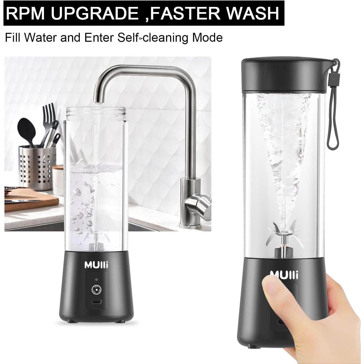 Licuadora Portátil Mulli 15oz Recargable USB para Batidos