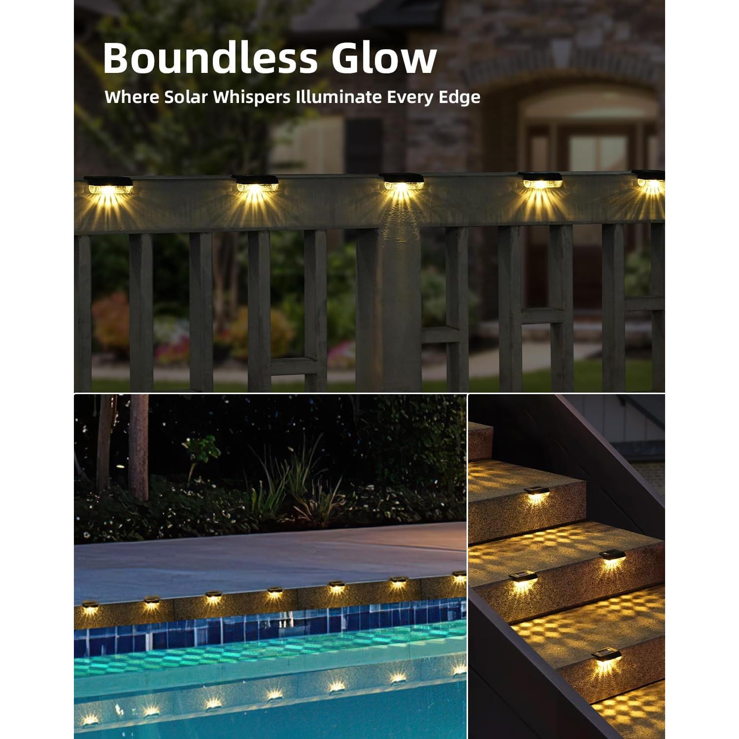 Paquete de 8 luces solares LED Herzila para escaleras exteriores 3000K