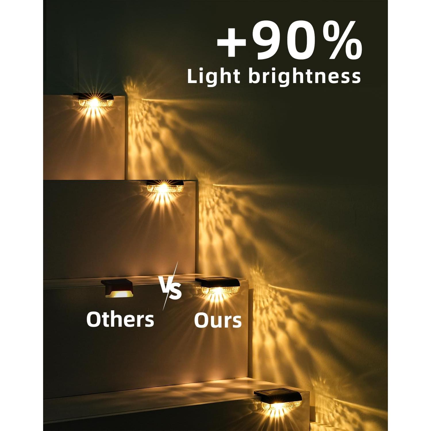 Paquete de 8 luces solares LED Herzila para escaleras exteriores 3000K