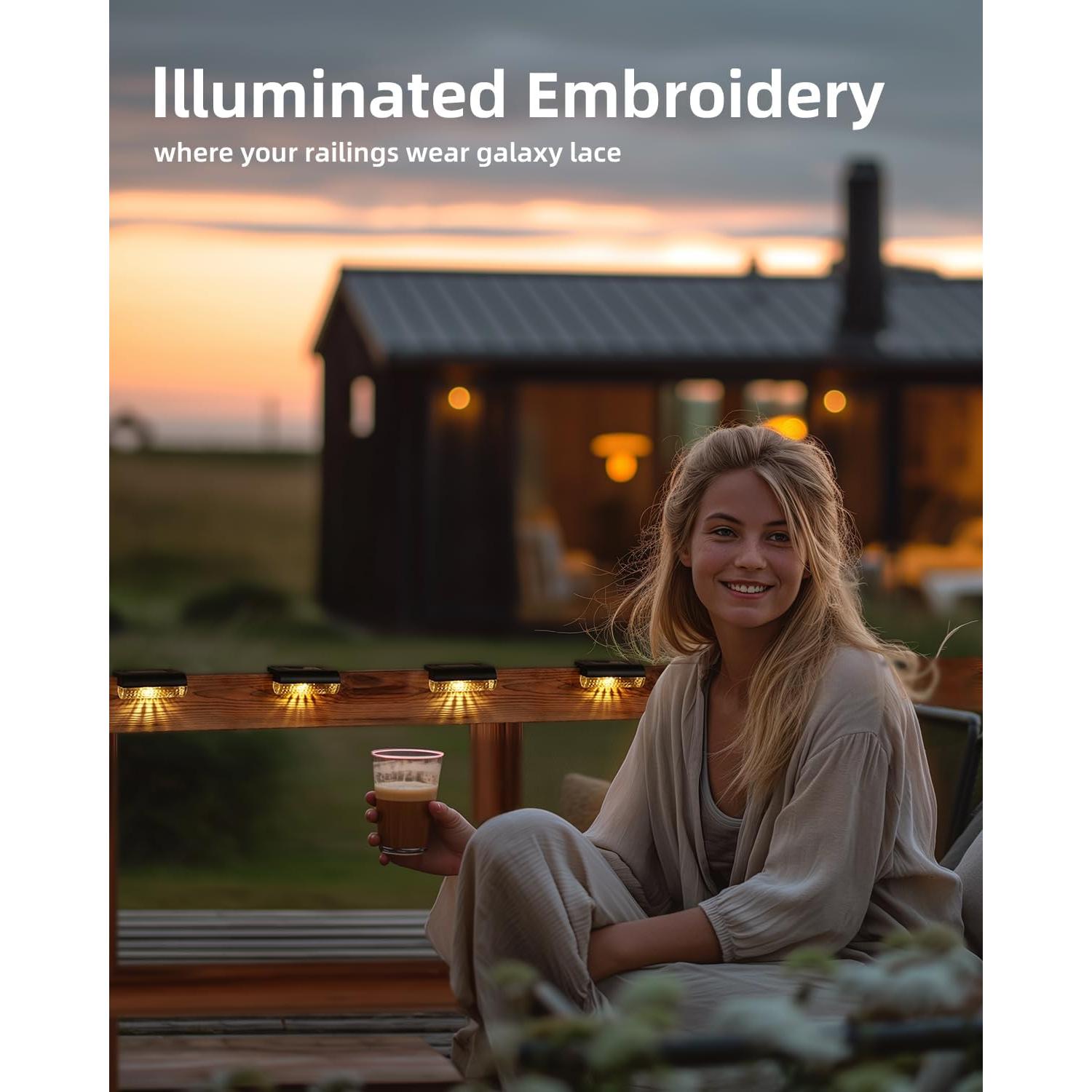 Paquete de 8 luces solares LED Herzila para escaleras exteriores 3000K