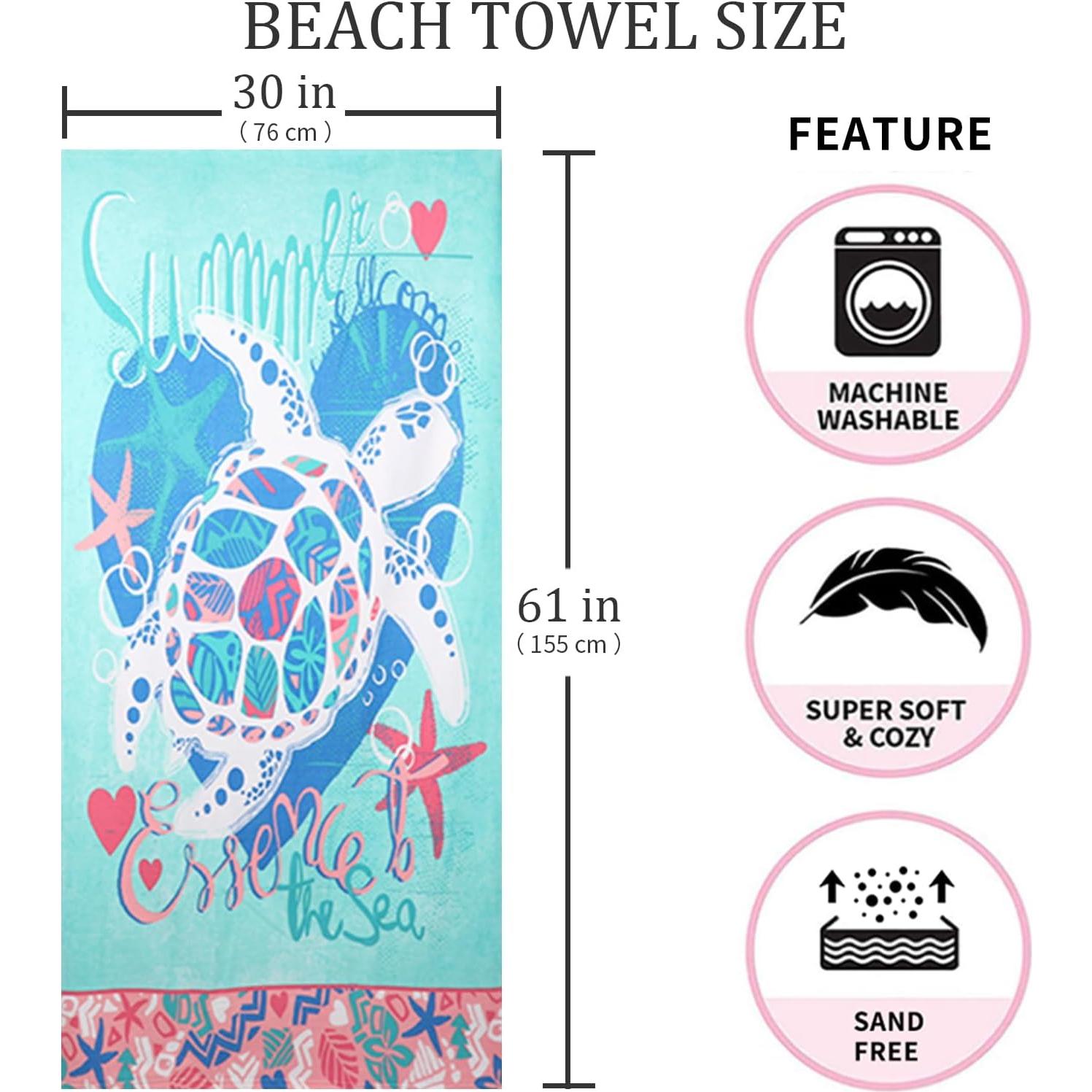 Toalla de Playa Microfibra Auxory 60x30 cm Color Tortuga