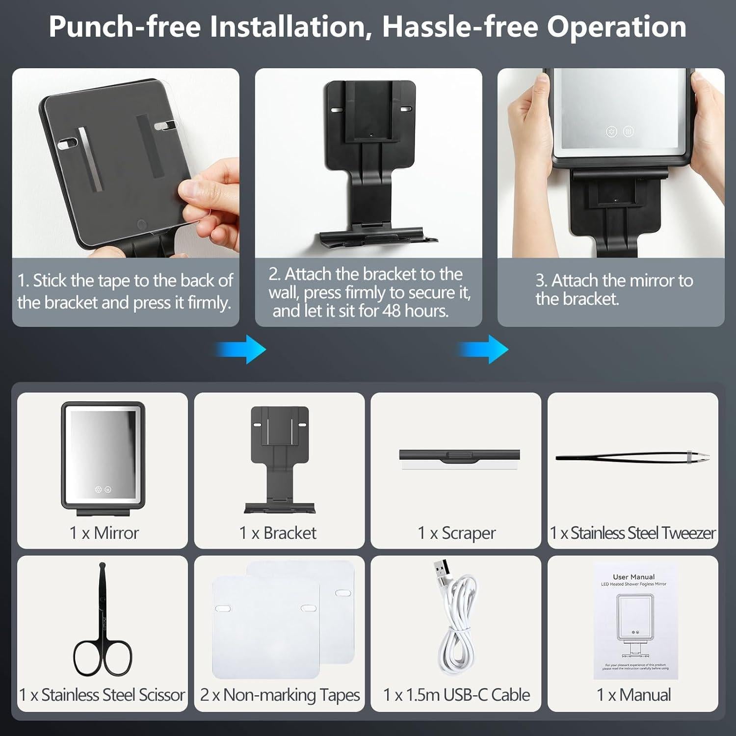 Espejo de Ducha Calentado Antivapor Shinowa 23x17.8cm