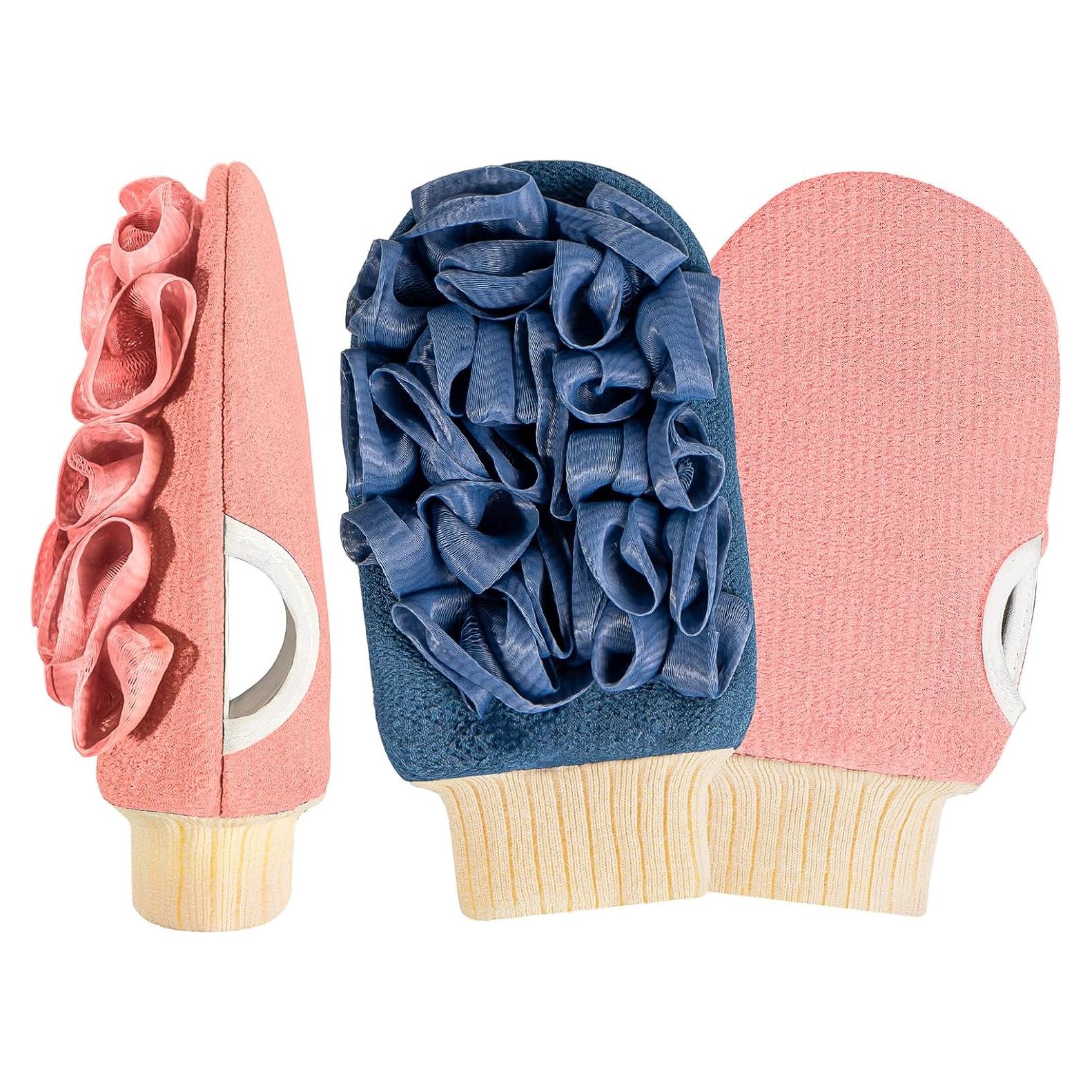 Mitones Exfoliantes Doble Cara Kullder - 2 Piezas Rosa y Azul