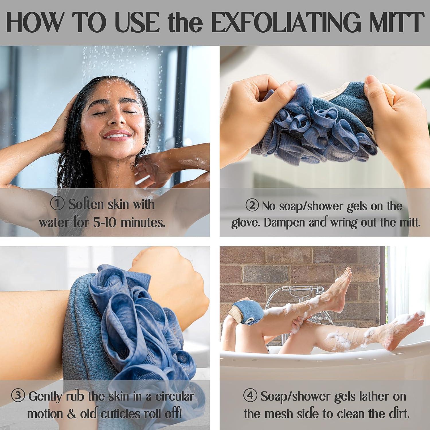 Mitones Exfoliantes Doble Cara Kullder - 2 Piezas Rosa y Azul