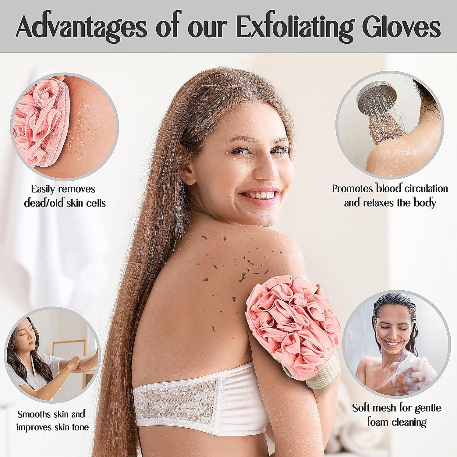 Mitones Exfoliantes Doble Cara Kullder - 2 Piezas Rosa y Azul