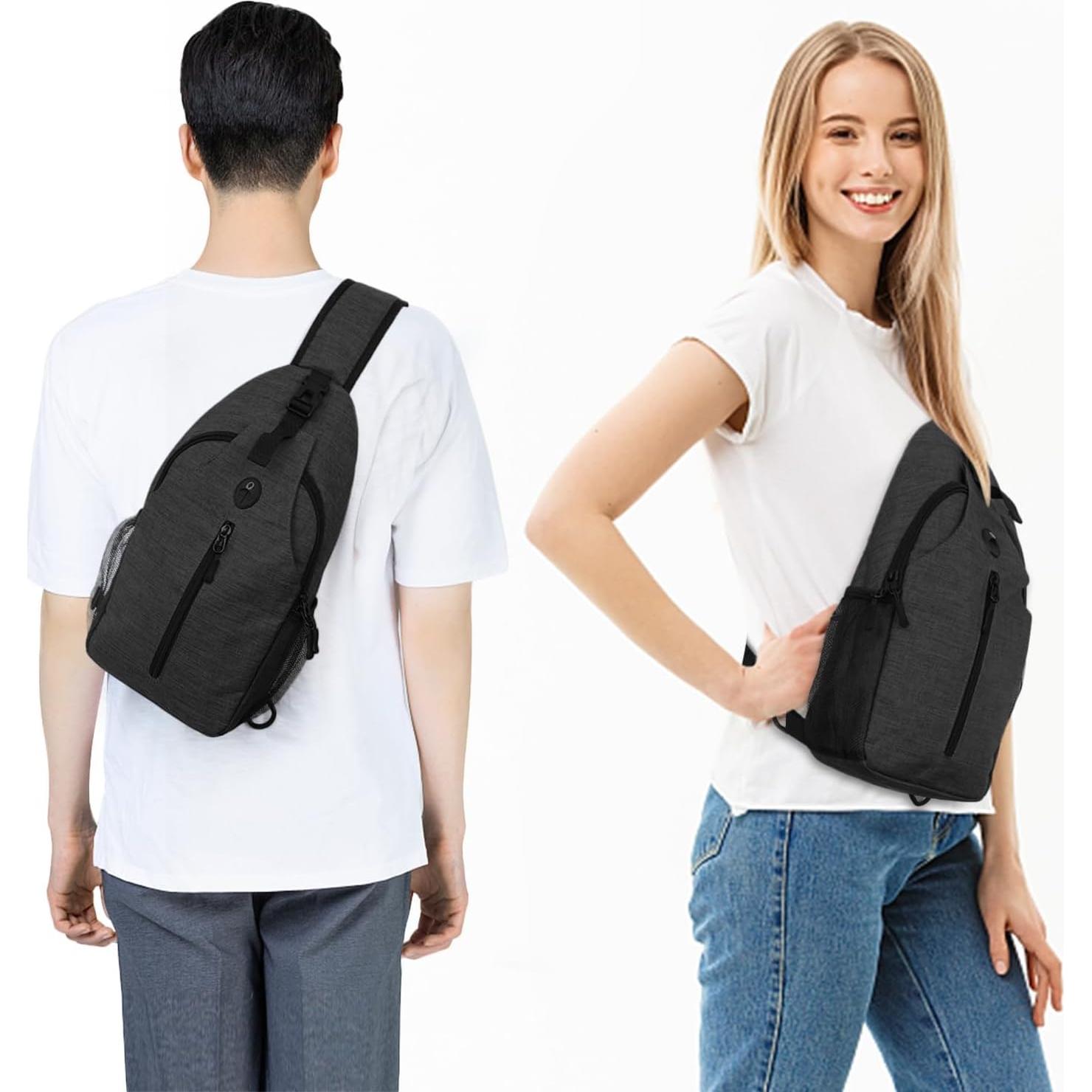 Mochila Bandolera Unisex Angel Wish Negra 18x9x38cm