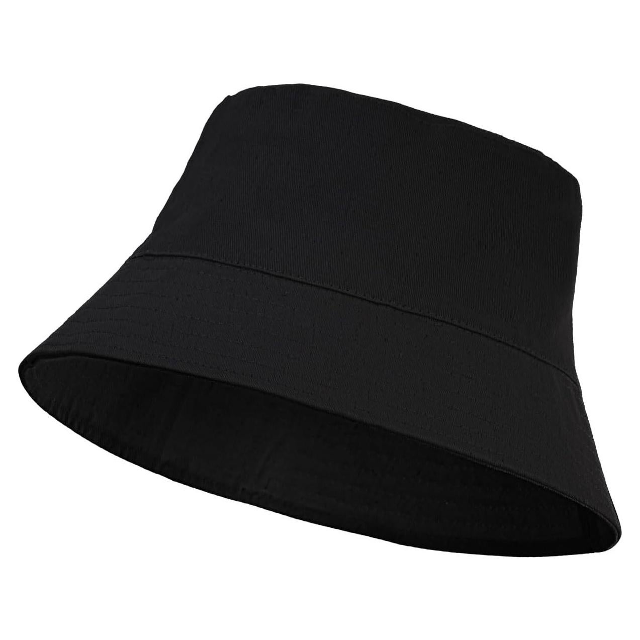 Sombrero de Cubo Unisex Algodón UPF 50% Negro para Verano