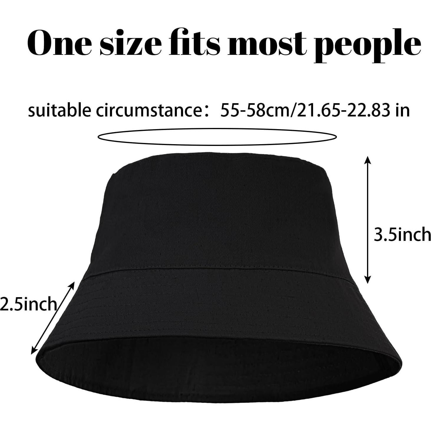 Sombrero de Cubo Unisex Algodón UPF 50% Negro para Verano