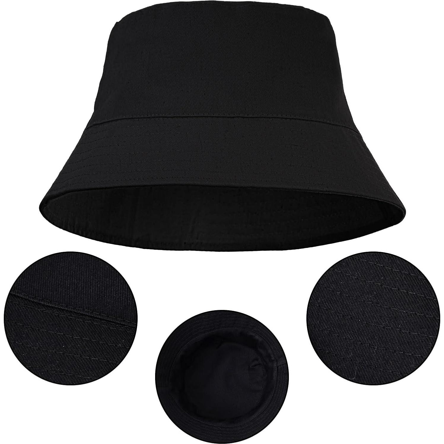 Sombrero de Cubo Unisex Algodón UPF 50% Negro para Verano