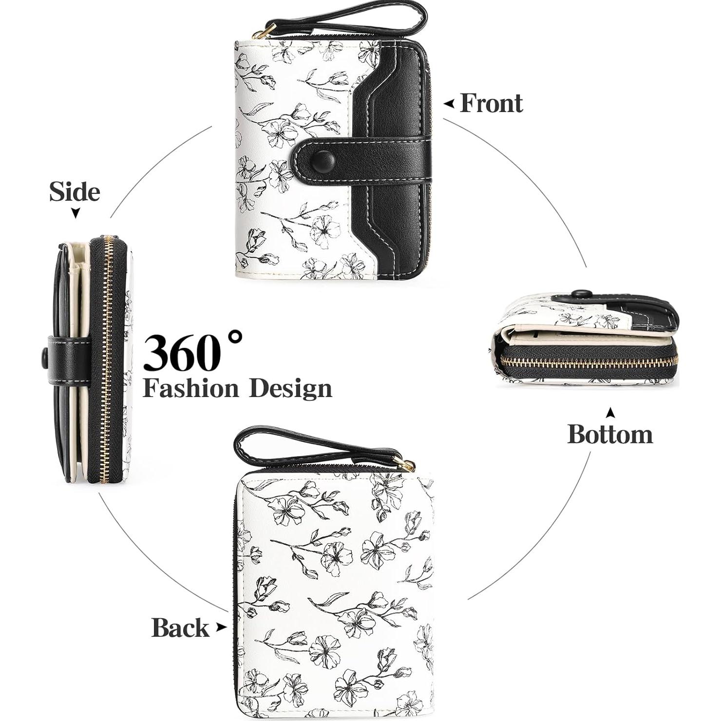 Cartera GAEKEAO Mujer Slim Bloqueo RFID Floral Cuero 11.5cm