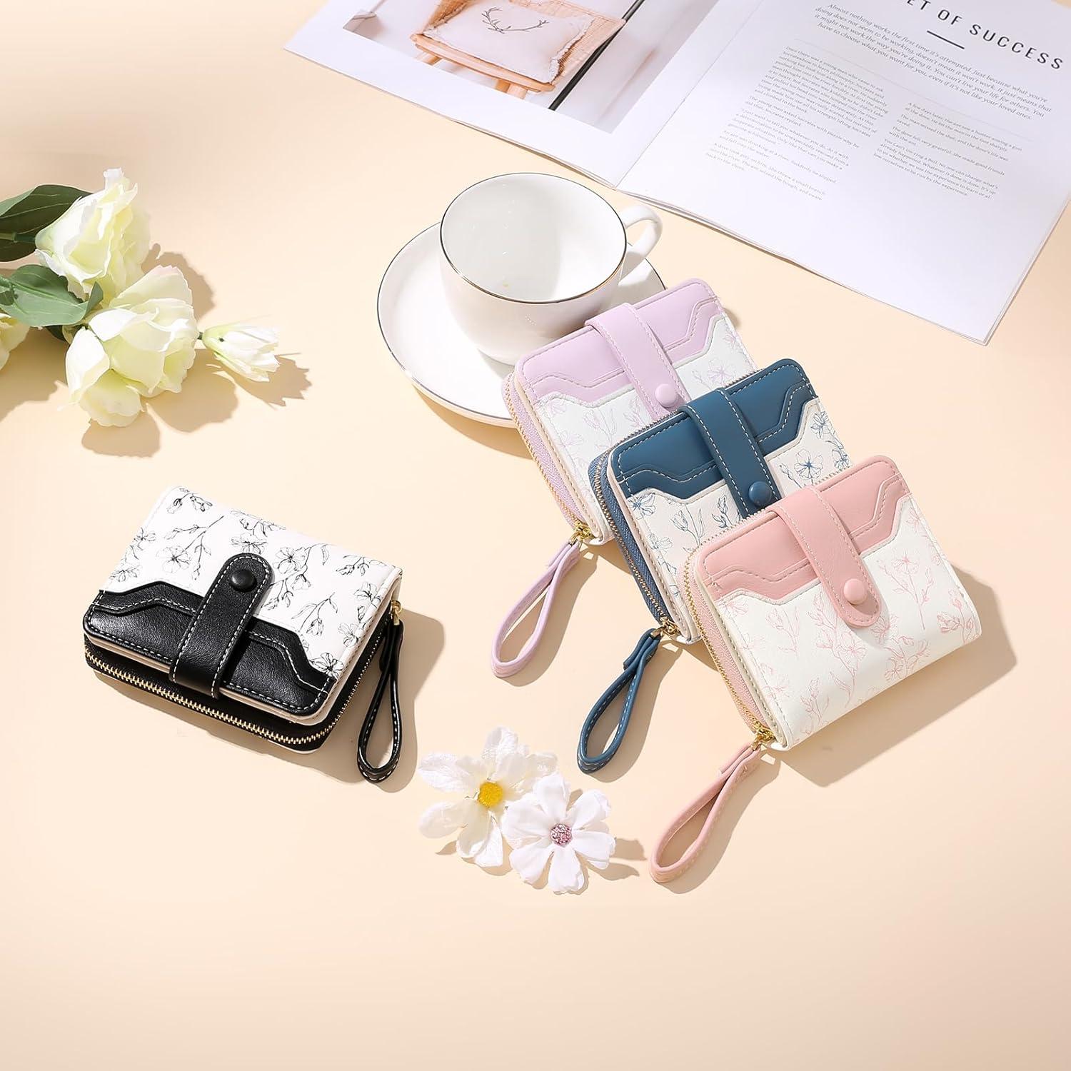 Cartera GAEKEAO Mujer Slim Bloqueo RFID Floral Cuero 11.5cm