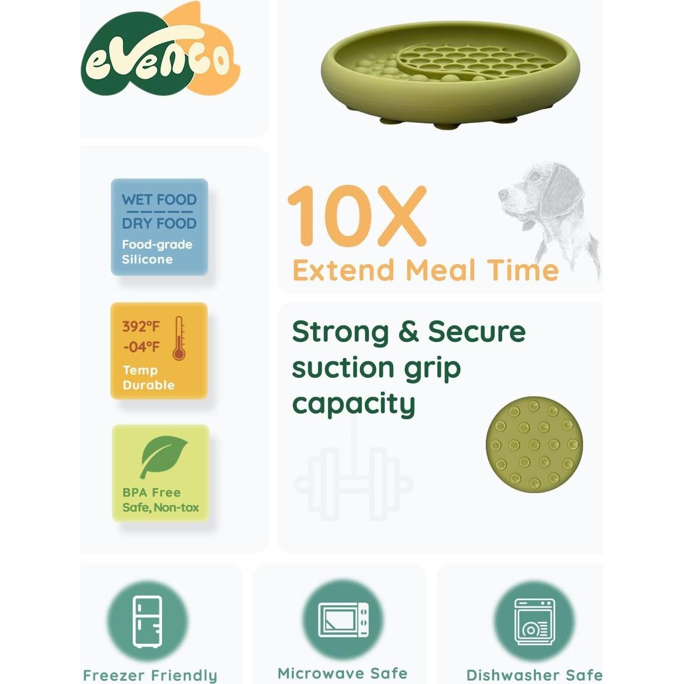 Alfombrilla Lamedora para Perros Evenco 15.24 cm Verde Antideslizante