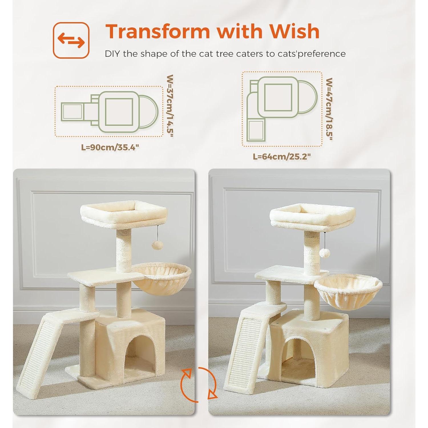 Árbol para Gatos PETEPELA 81 cm con Rascador y Hamaca Beige