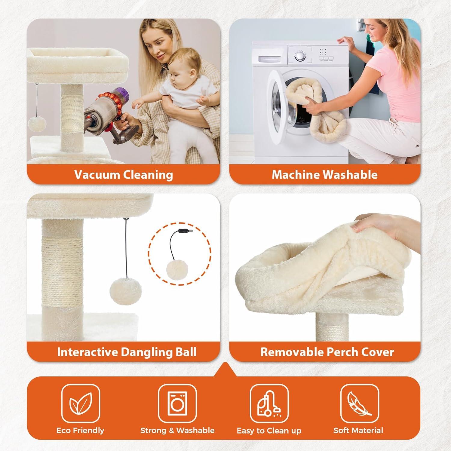 Árbol para Gatos PETEPELA 81 cm con Rascador y Hamaca Beige