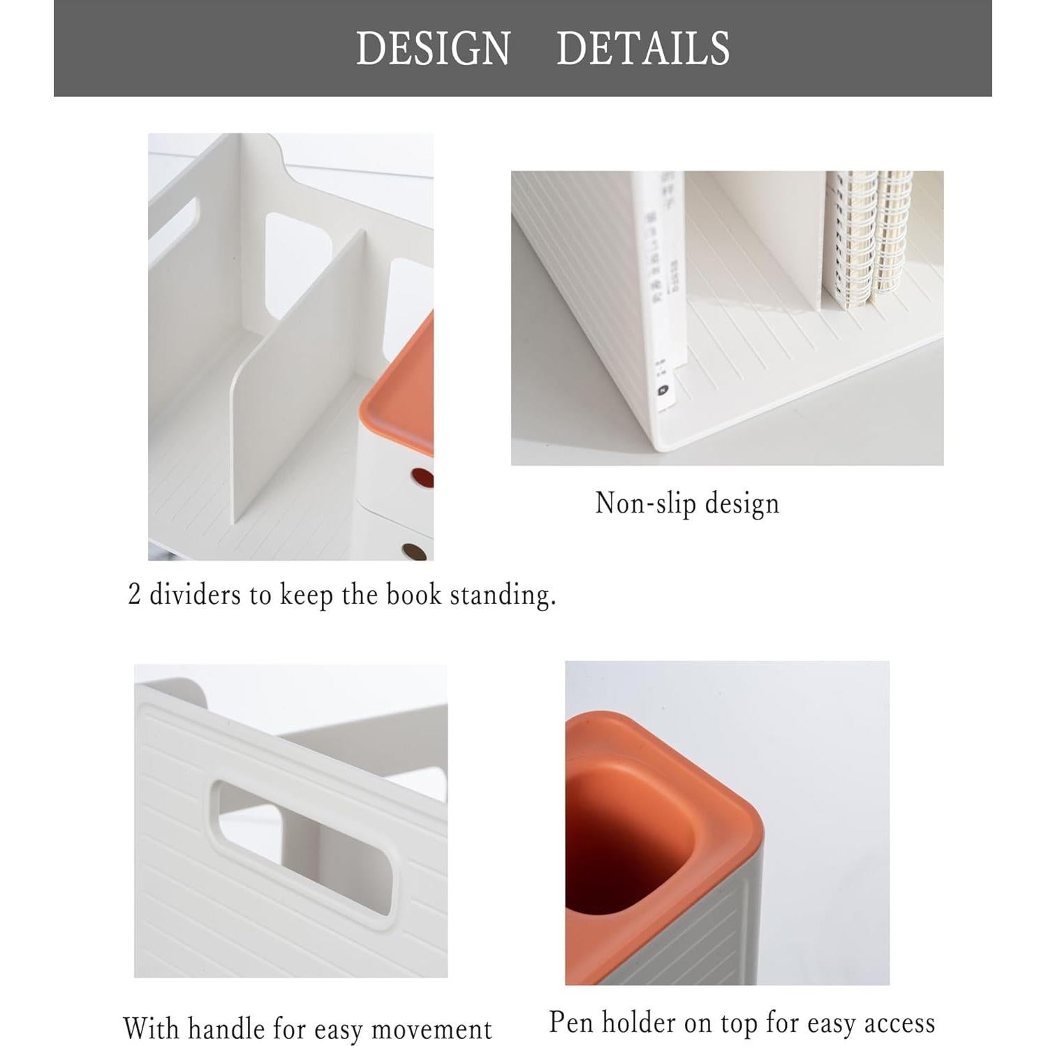 Organizador de Escritorio HKeeper Blanco y Azul con Soporte para Libros