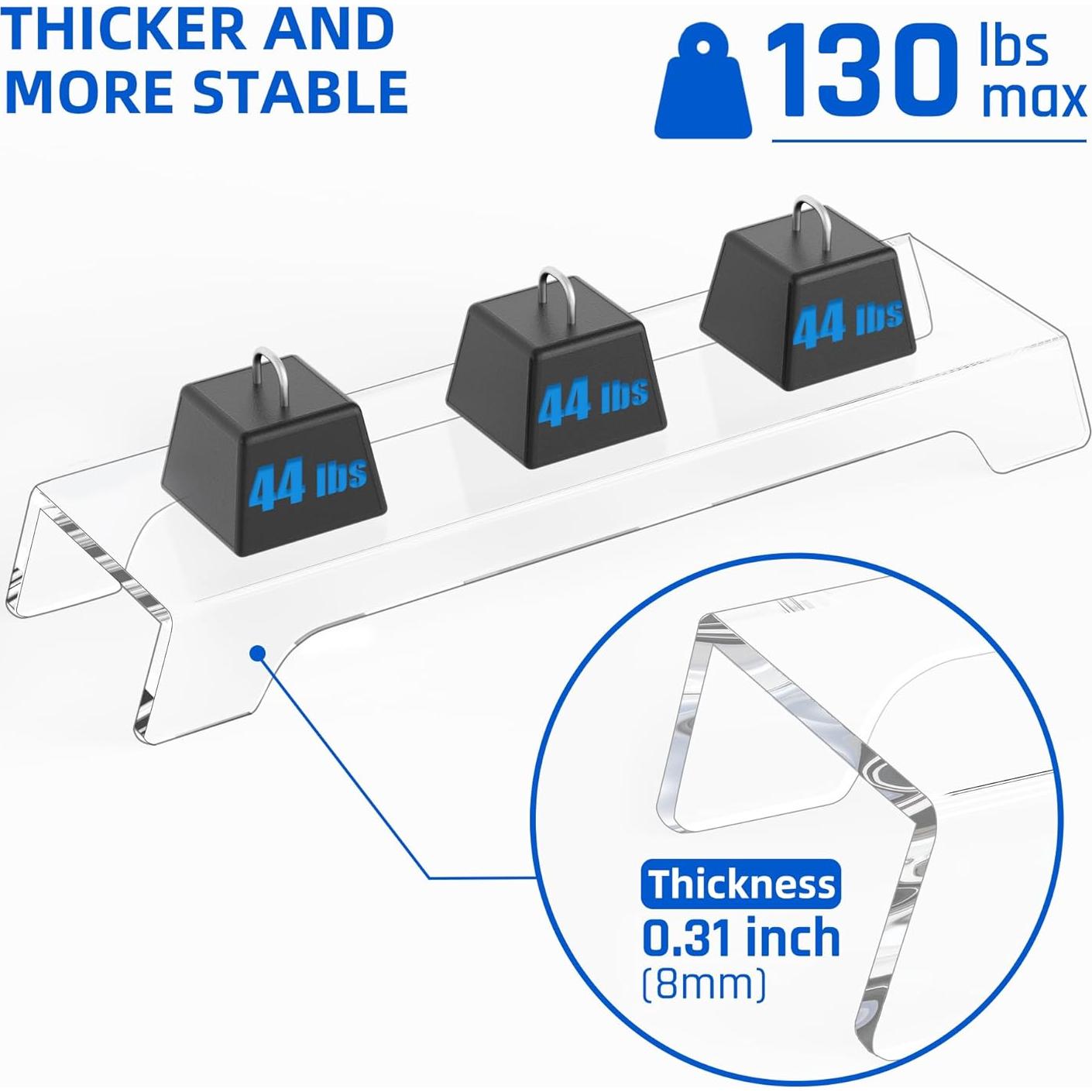 Soporte Elevador Doble para Monitor Acrílico 80 cm con Luz LED