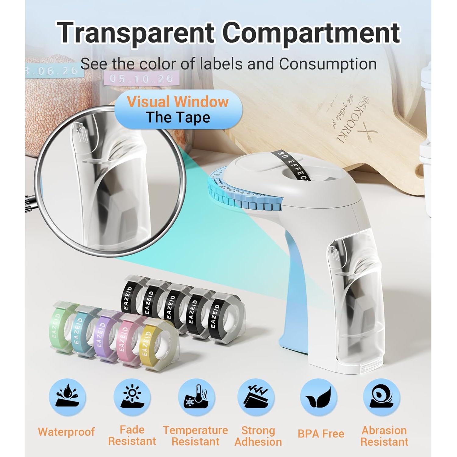 Máquina Manual de Etiquetas en Relieve EazeID 3D con 10 Cintas