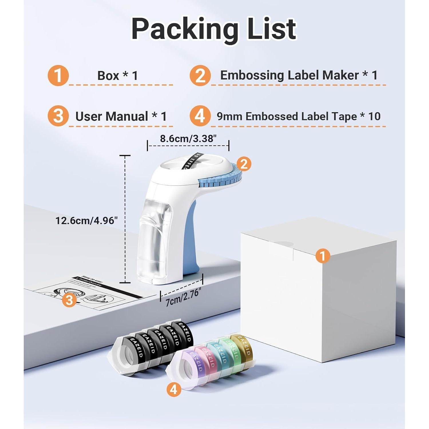 Máquina Manual de Etiquetas en Relieve EazeID 3D con 10 Cintas