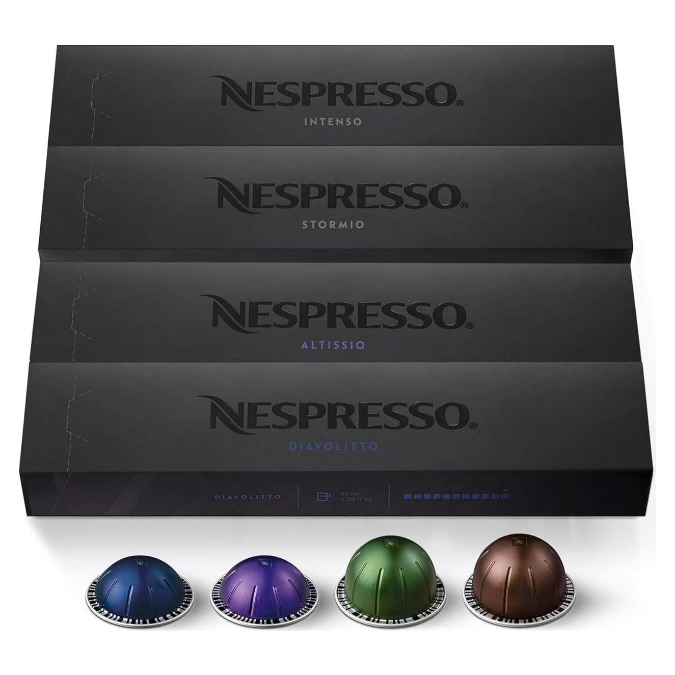 Cápsulas Nespresso Vertuo, Variedad Oscura, 40 Unidades