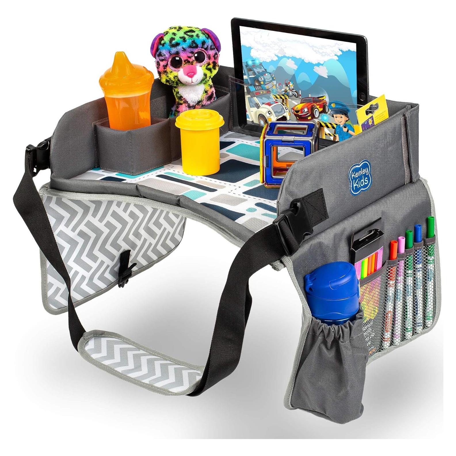 Bandeja de Viaje Kenley Kids Azul/Gris para Asiento de Auto
