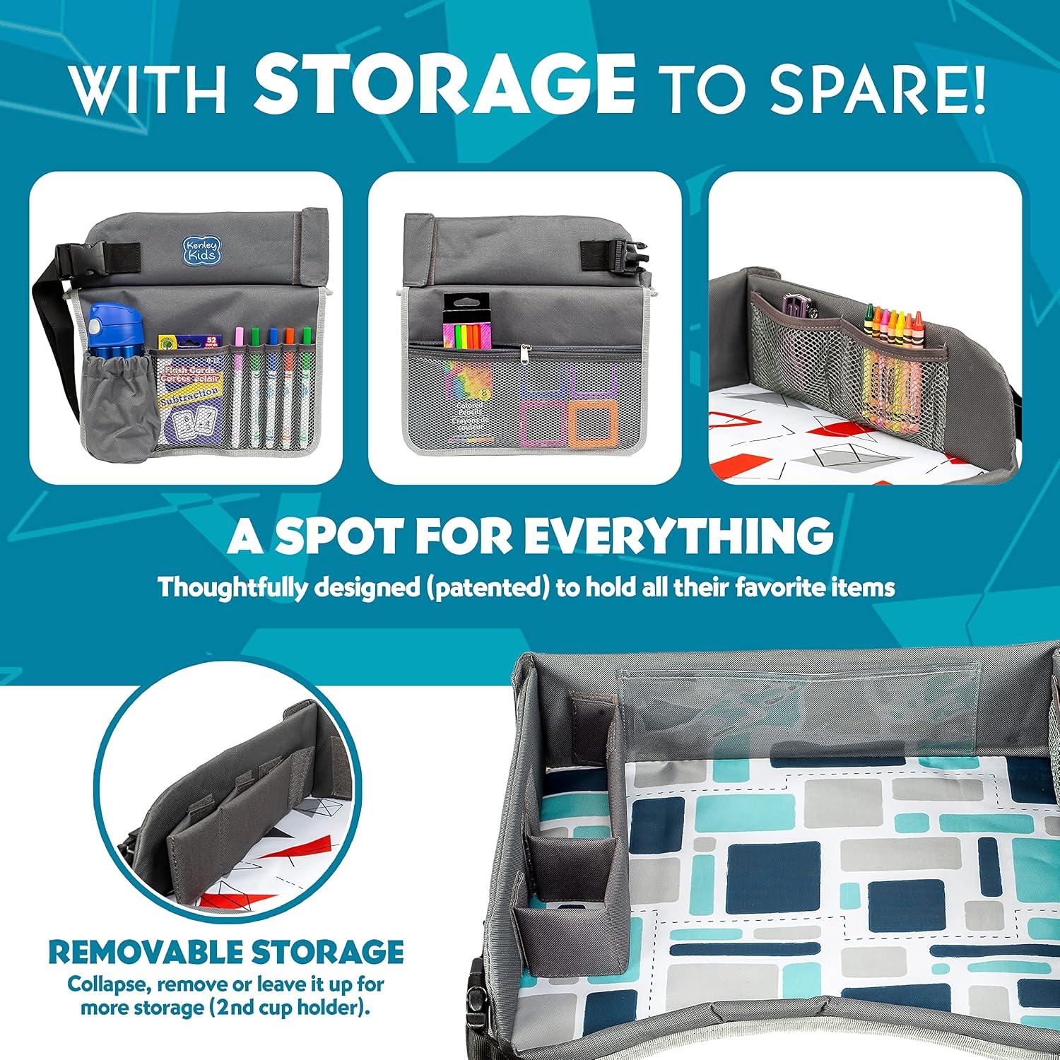 Bandeja de Viaje Kenley Kids Azul/Gris para Asiento de Auto