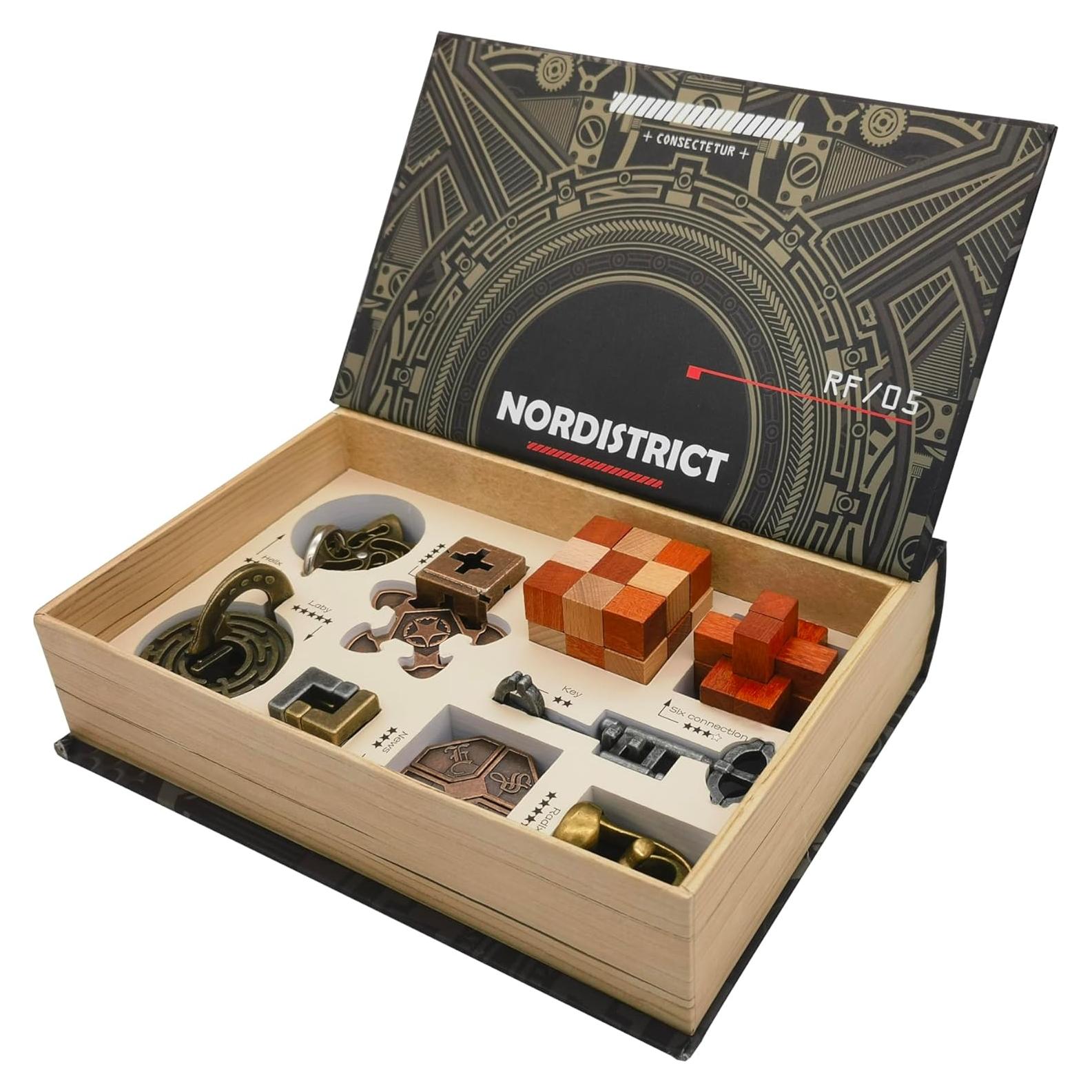 Conjunto de Puzzles Mecánicos de Metal y Madera - 9 PZS