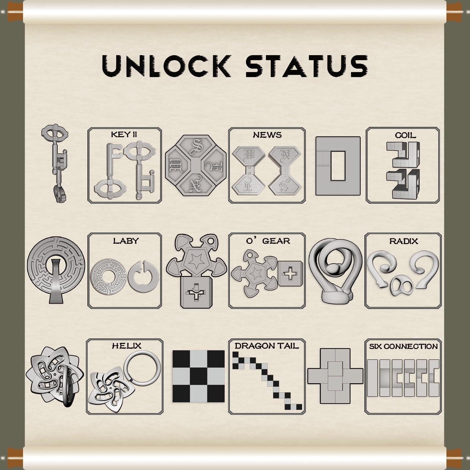 Conjunto de Puzzles Mecánicos de Metal y Madera - 9 PZS