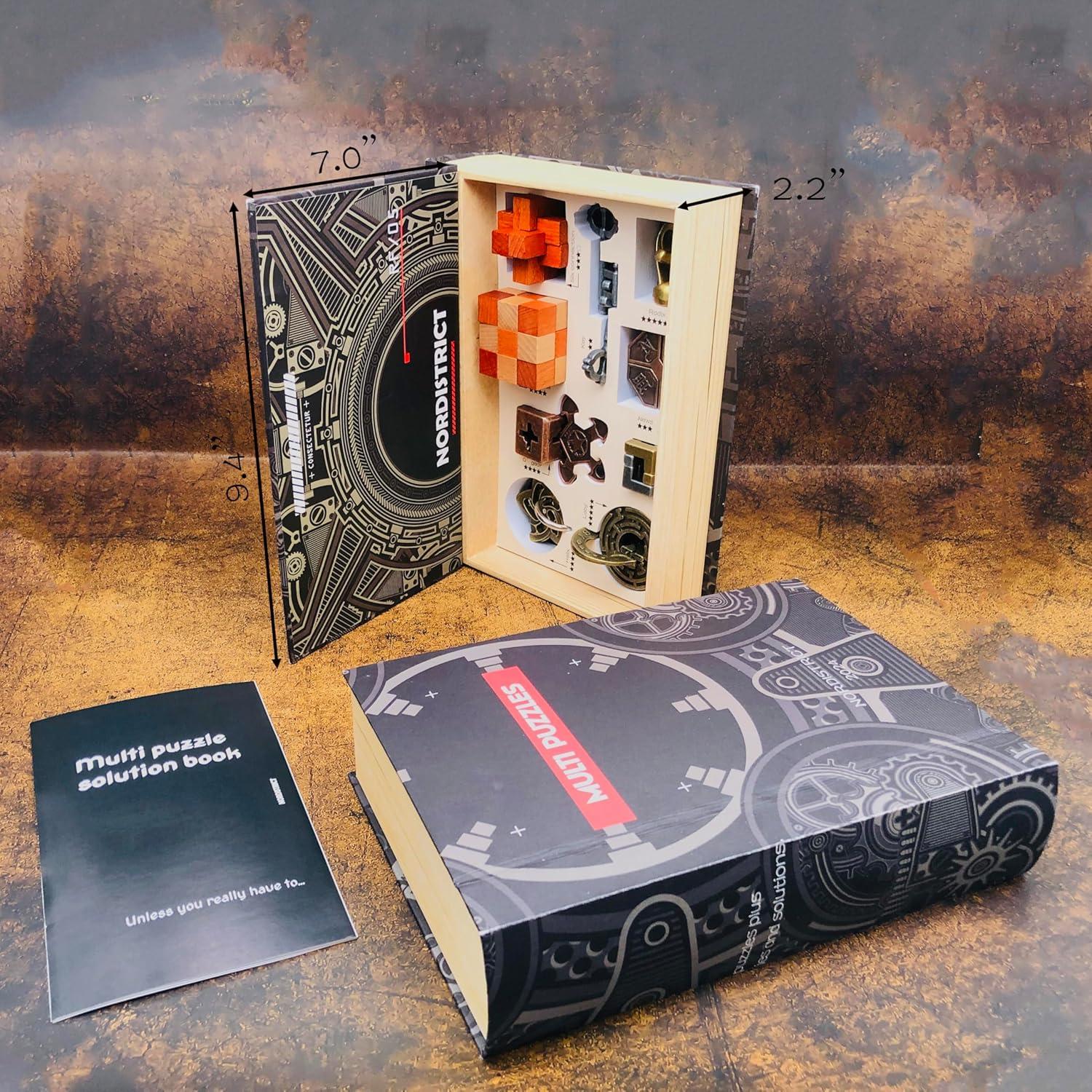 Conjunto de Puzzles Mecánicos de Metal y Madera - 9 PZS