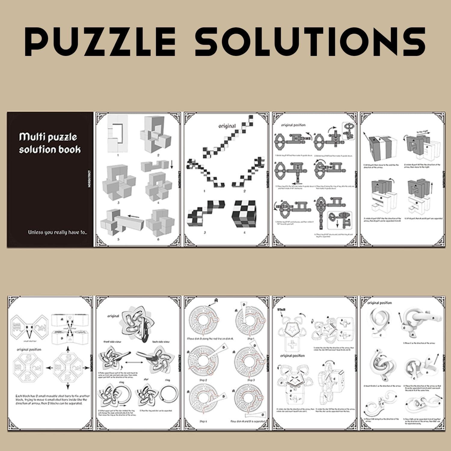 Conjunto de Puzzles Mecánicos de Metal y Madera - 9 PZS