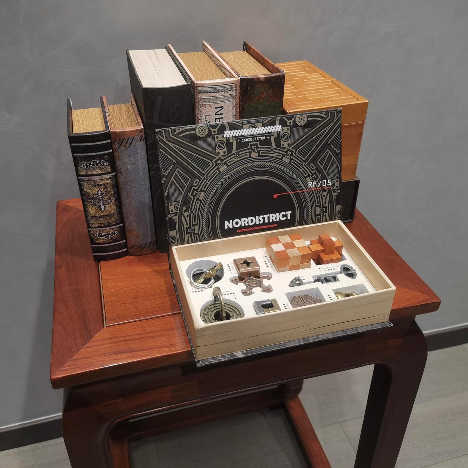 Conjunto de Puzzles Mecánicos de Metal y Madera - 9 PZS