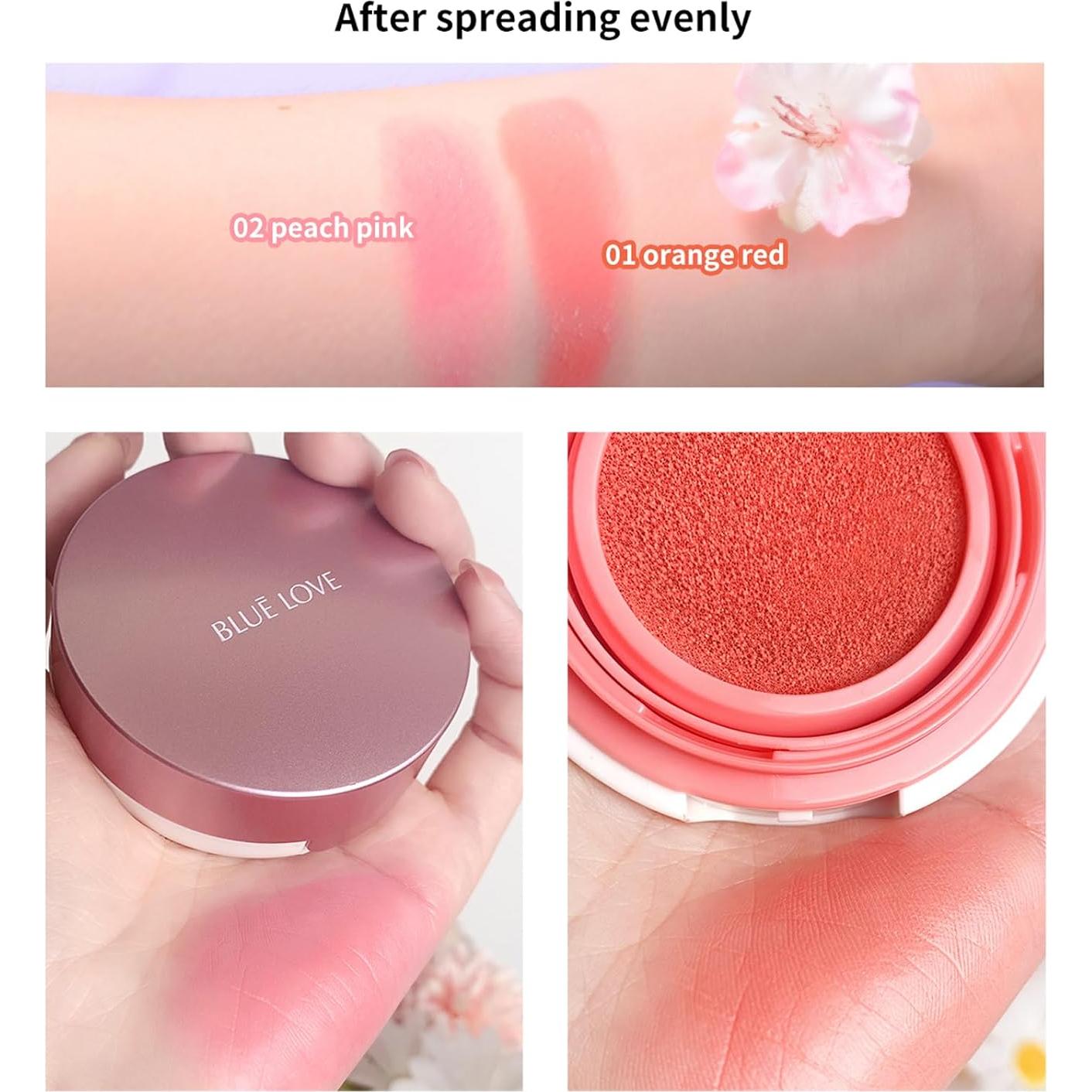 Cojín de Rubor Líquido Amor Azul 64g Rosa Durazno