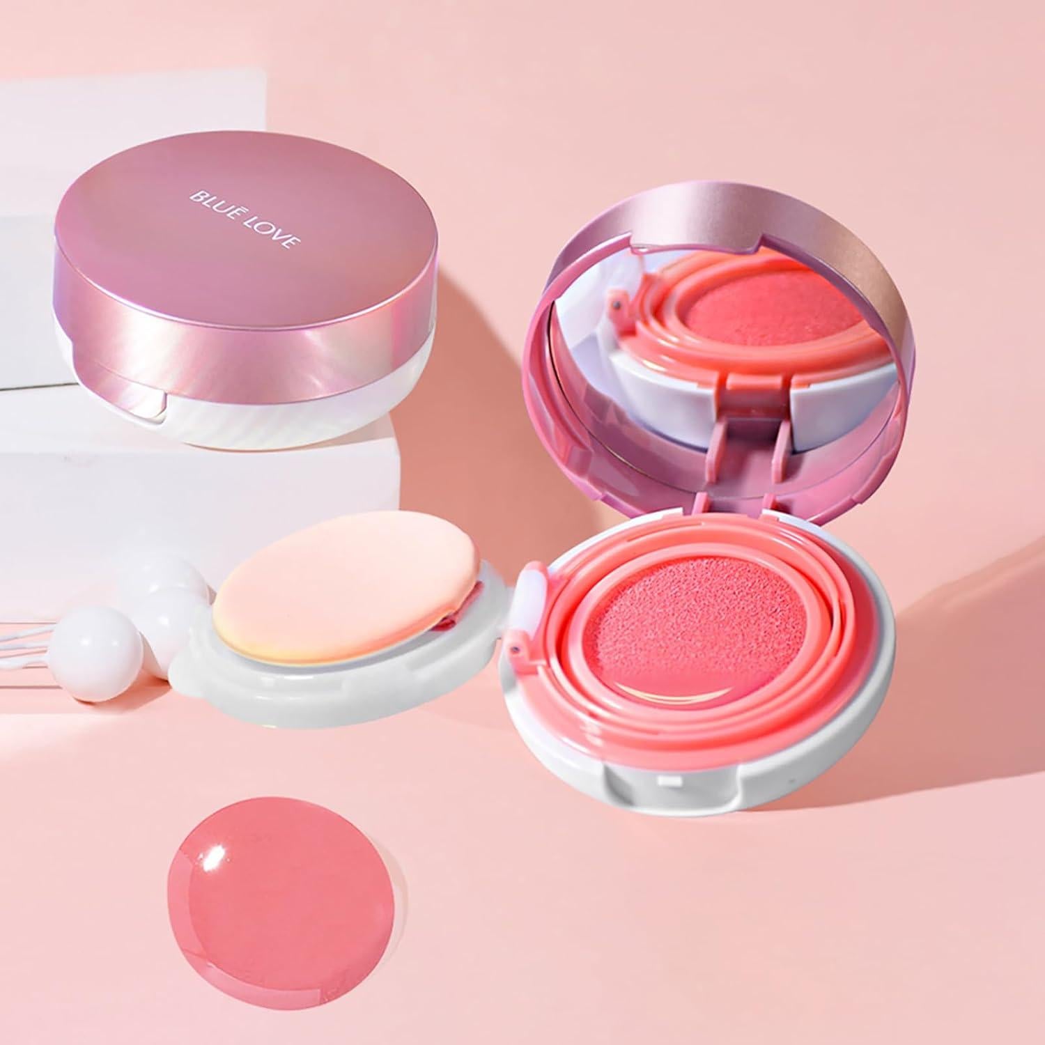 Cojín de Rubor Líquido Amor Azul 64g Rosa Durazno