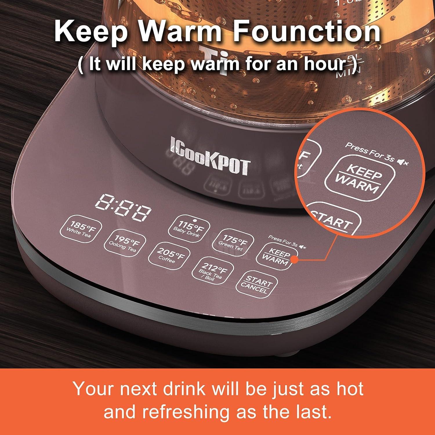 Hervidor Eléctrico ICOOKPOT 1.5L con Control de Temperatura